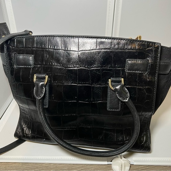 Michael Kors Hamilton leather crossbody bag Black Crocodile Leather Suede - Picture 9 of 12
